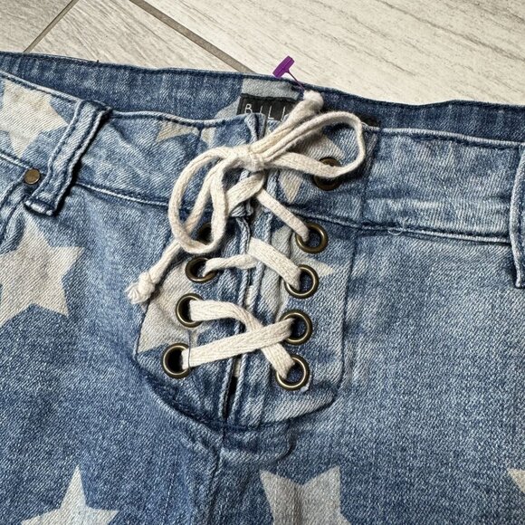 Lite Hearted Womens Star Print Denim Cut-Off Shorts Size 30 - Picture 1 of 4